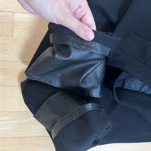 Joseph Crown Lambskin Leather Trimmed Stretch-Gabardine Pants in Black 6 - Picture 12 of 16